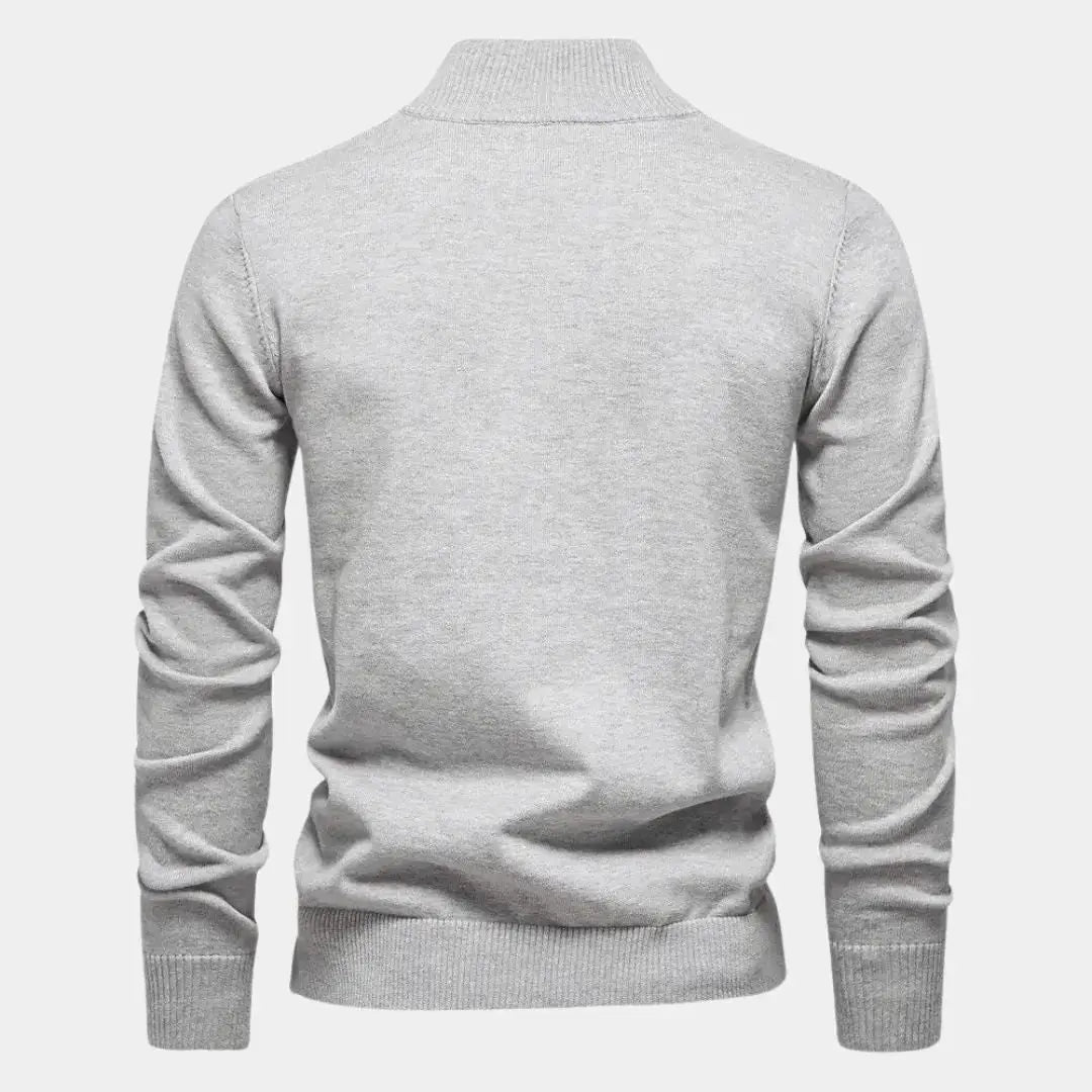 ENZO - Jersey de punto para hombre con media cremallera y cuello alto