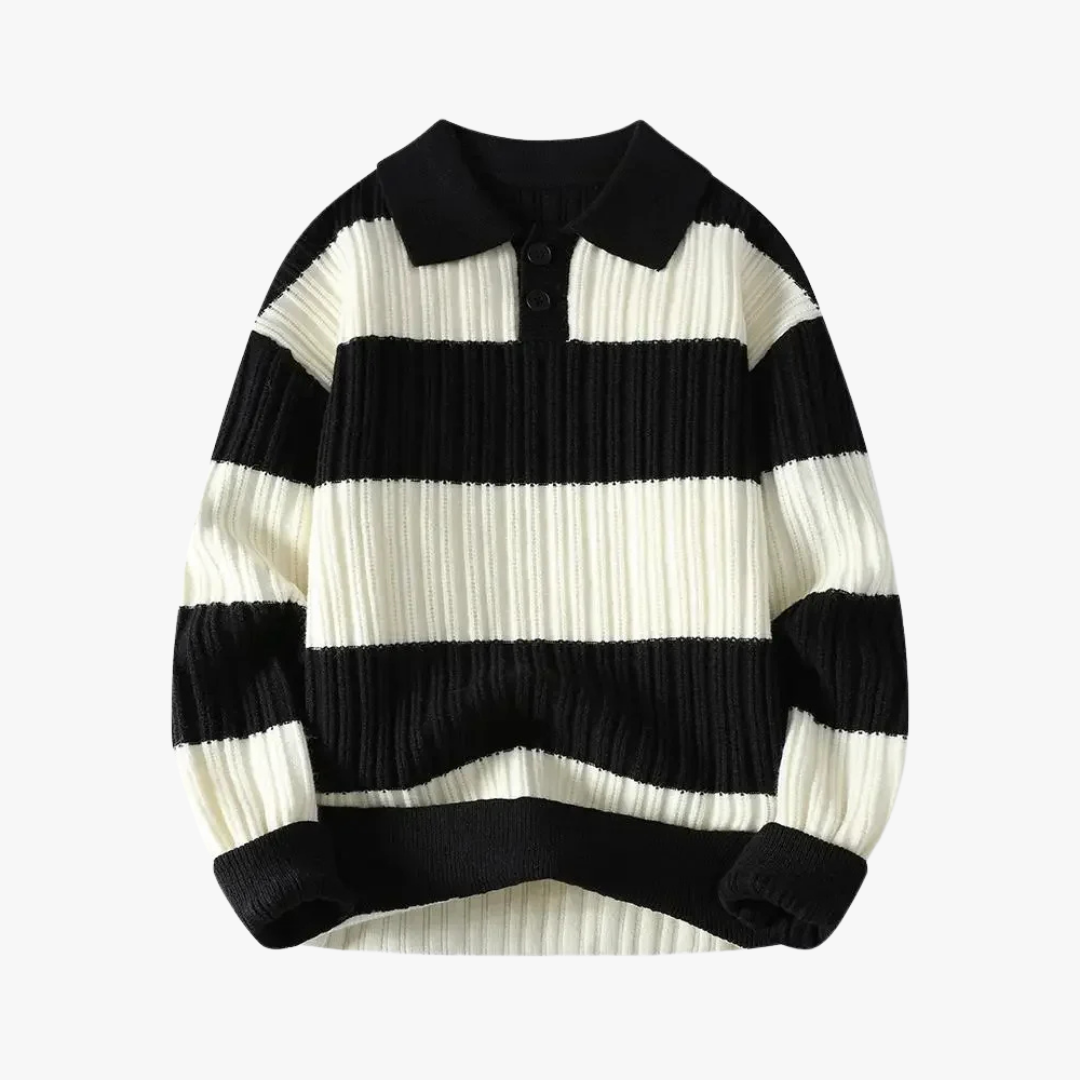 Polo de punto a rayas para hombre con ajuste – ZORAN