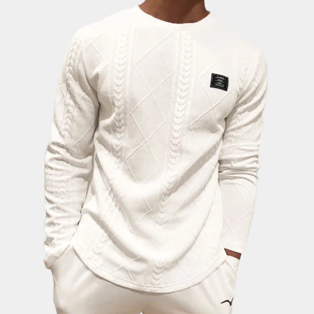 GAEL - Camisa de punto para hombre con mangas largas