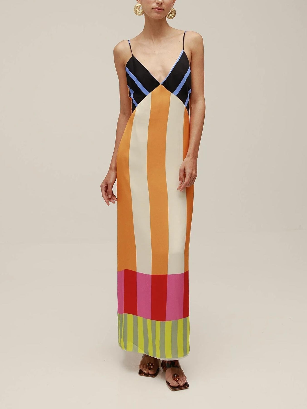 Vestido recto midi de mujer con tirantes finos – LELIA