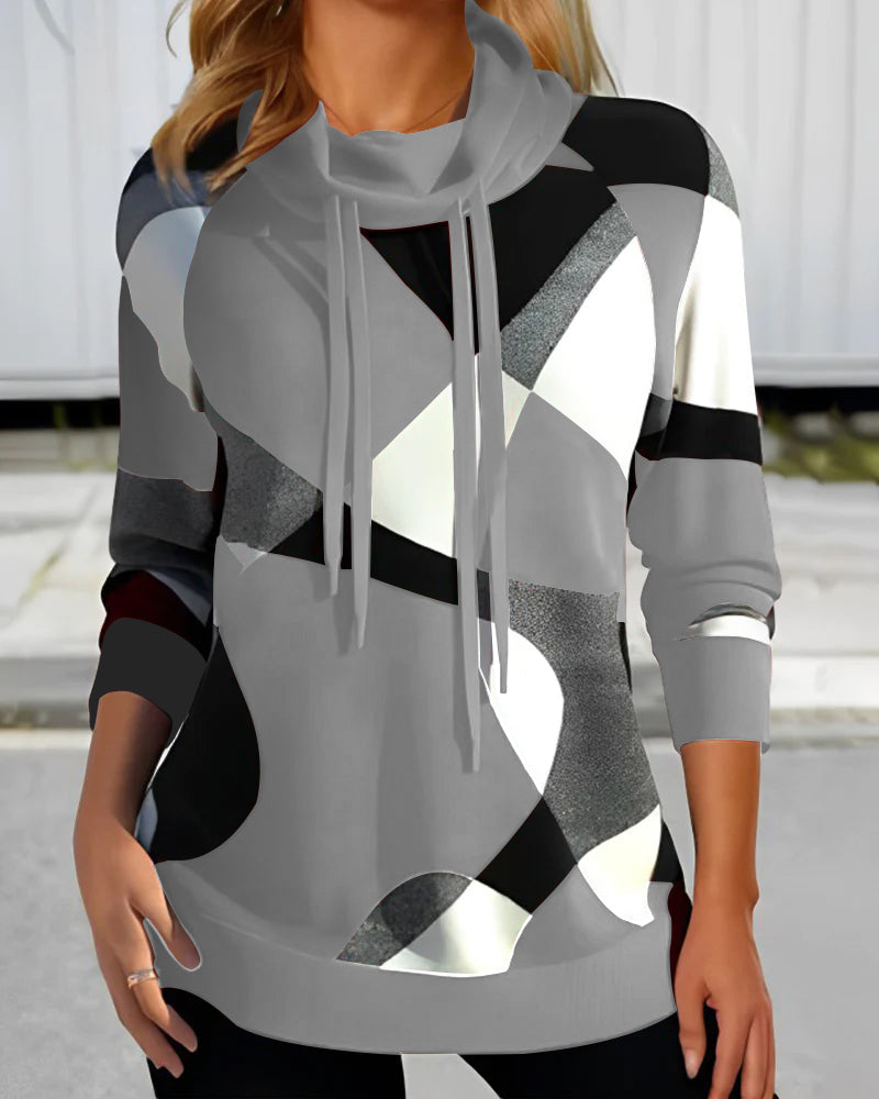 Sudadera con capucha para mujer y estampado geométrico – MARIA