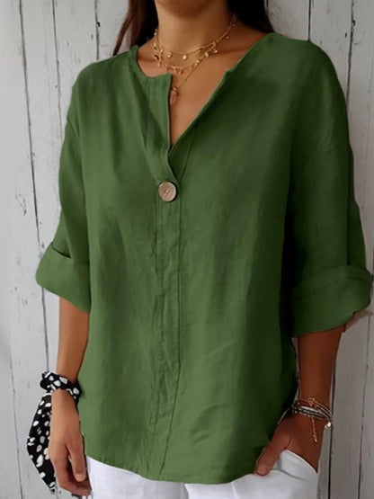 Blusa femenina moderna y cómoda con cuello asimétrico y diseño relajado – LÉONIE