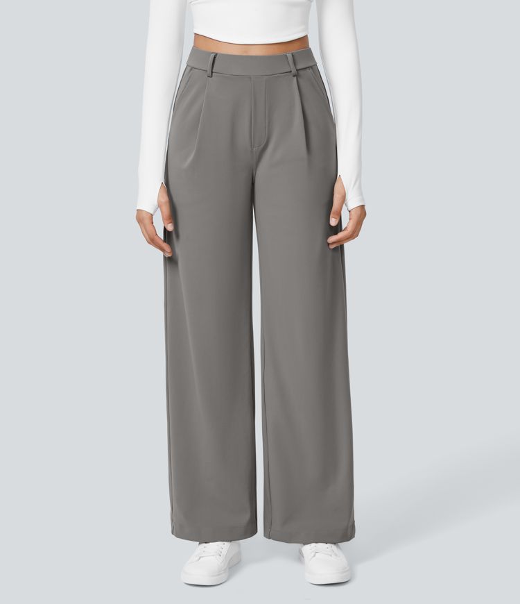 Pantalón de talle alto y pierna ancha para mujer – OLEA WIDE FIT