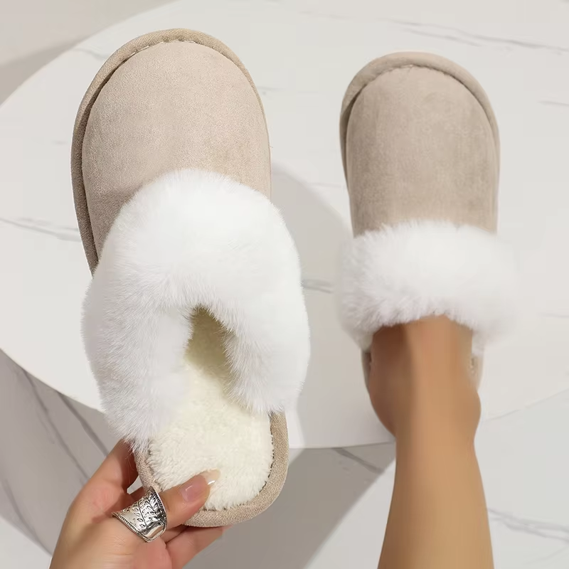 VALEY - Zapatillas de casa para mujer con punta redonda y forro de piel sintética