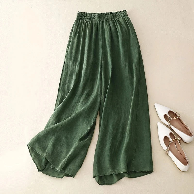 Pantalón ancho de mujer con cintura alta y diseño elegante – ASSUNTA