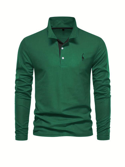 HUGGO - Polo de manga larga con detalles en contraste para hombre