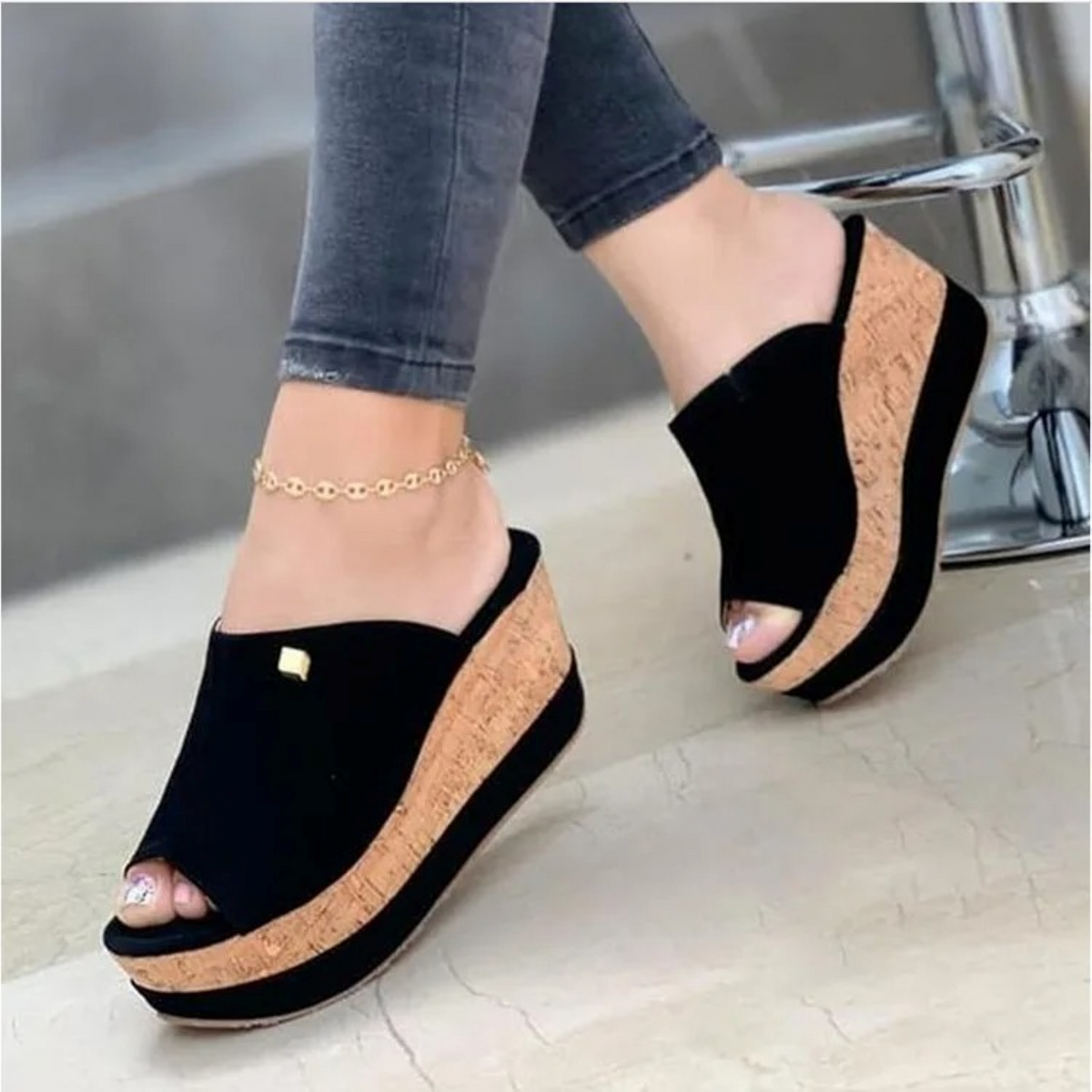 Sandalias con punta abierta y cuña para mujer – Almeria