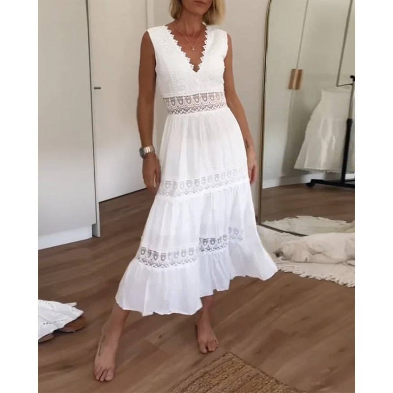 Aurelie – Vestido elegante de encaje con escote en V para mujer