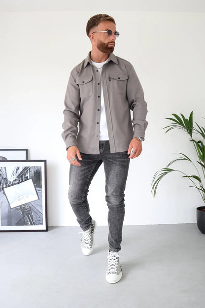 IVAR - Sobrecamisa con botones y bolsillos delanteros para hombre