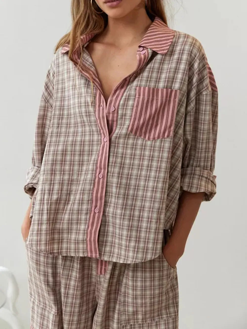 COSYCOTTON – Conjunto de pijama para mujer en algodón suave y elástico