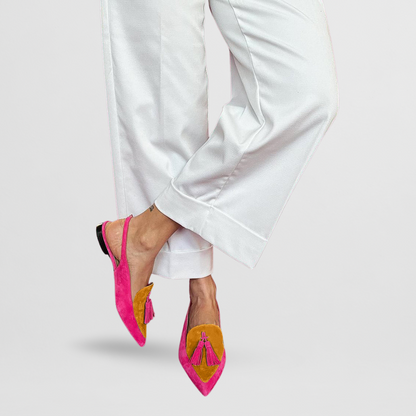 Mocasines slingback de mujer con punta fina y borlas – NELE