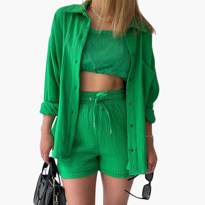 Conjunto de verano con blusa y short de talle alto – HELIA