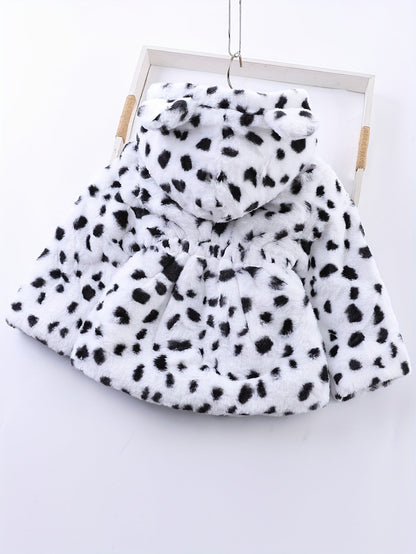 NOA - Chaqueta de forro polar con capucha y estampado de leopardo para niñas