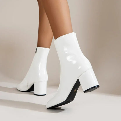 Botines de mujer con tacón ancho y cremallera lateral – ZILLI