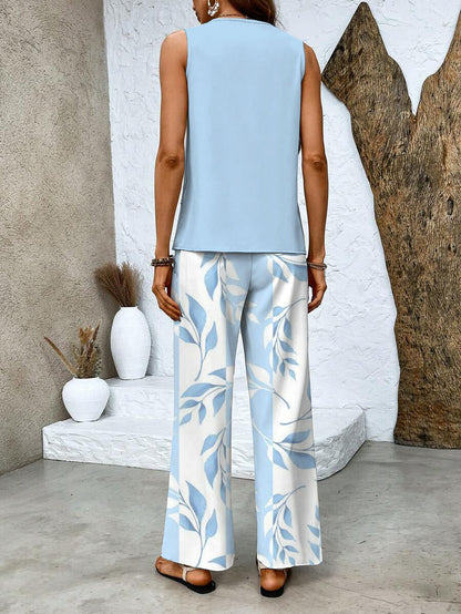 Conjunto elegante de dos piezas con blusa fluida y pantalón amplio – ARLÈNE