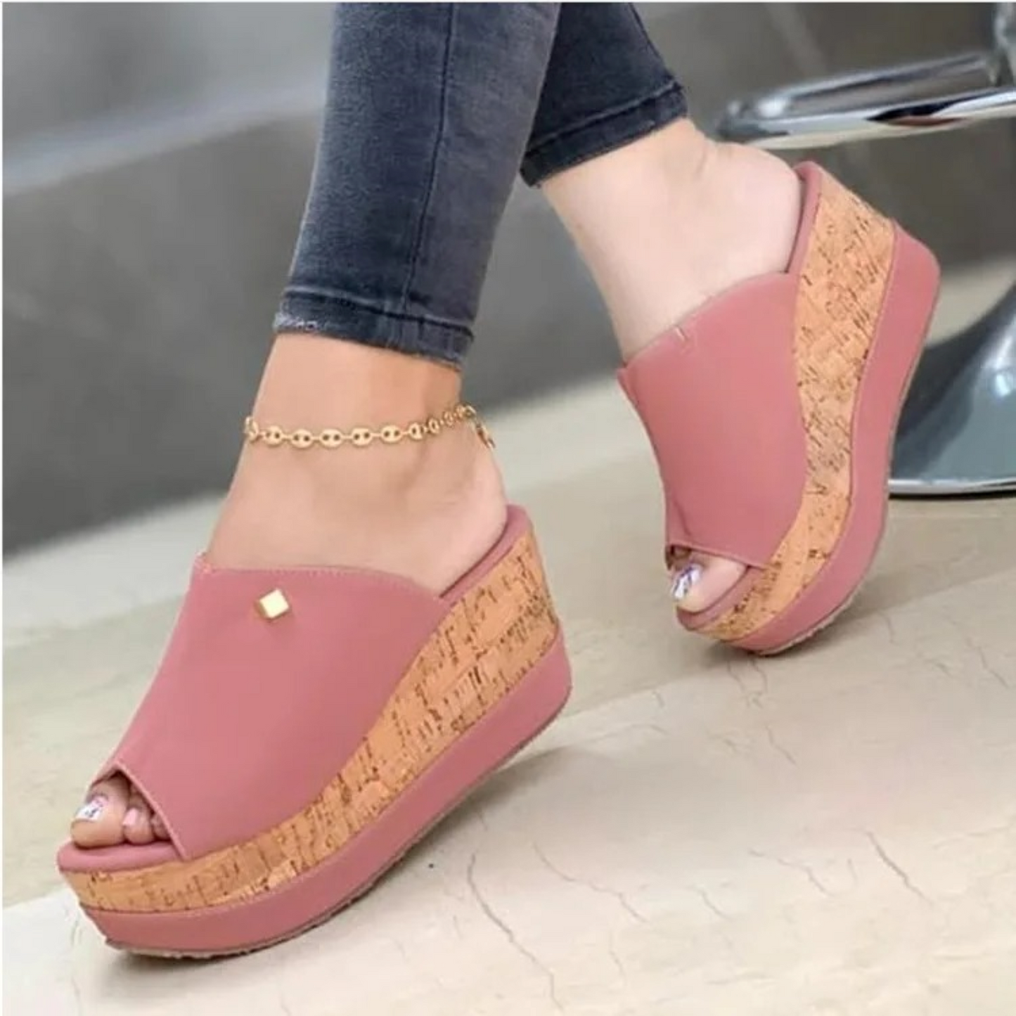 Sandalias con punta abierta y cuña para mujer – Almeria