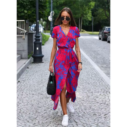 Vestido cruzado elegante con lazo y caída fluida – PAULENNE