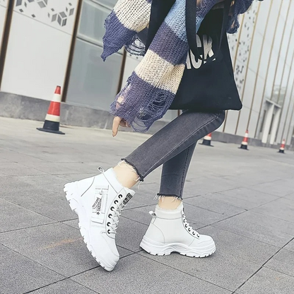 MAREN - Botines de invierno con estampado de letras y punta redonda para mujer