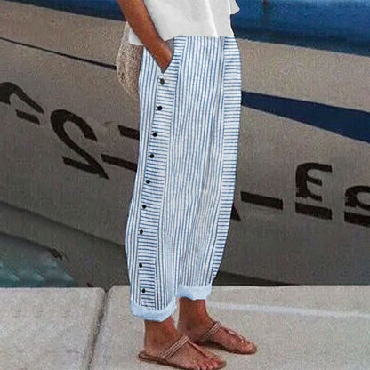 Pantalón de algodón con rayas y cintura elástica – MARIETTA