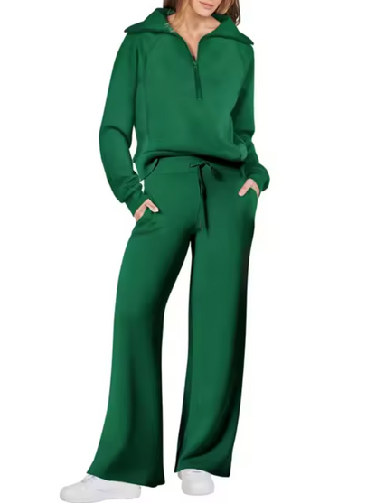 LEA - Conjunto de sudadera con cuello y pantalón para mujer