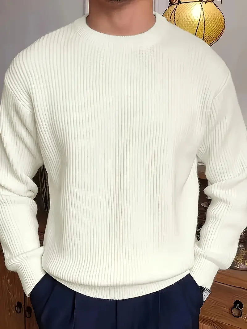 Jersey de punto grueso para hombre con cuello redondo – MONTARO