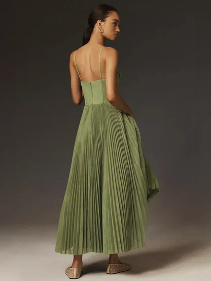 Viviana – Vestido bustier plisado con tirantes finos para mujer