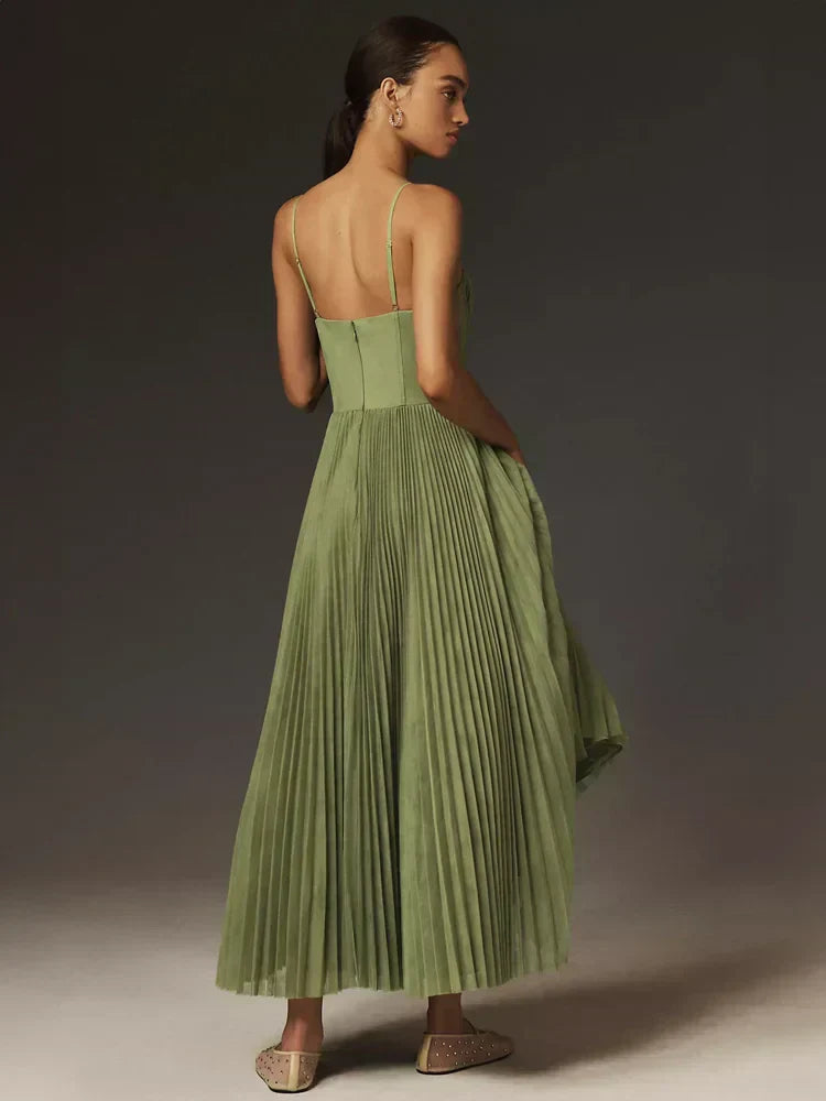 Vestido plisado con bustier y tirantes finos – ROSARIO