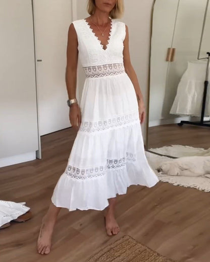 Aurelie – Vestido elegante de encaje con escote en V para mujer