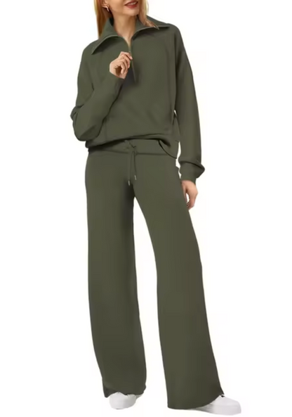 LEA - Conjunto de sudadera con cuello y pantalón para mujer