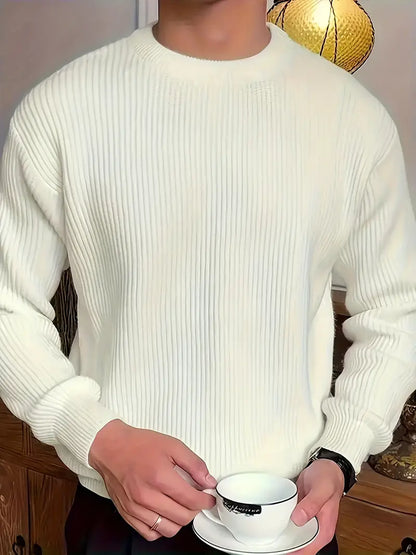 Jersey de punto grueso para hombre con cuello redondo – MONTARO