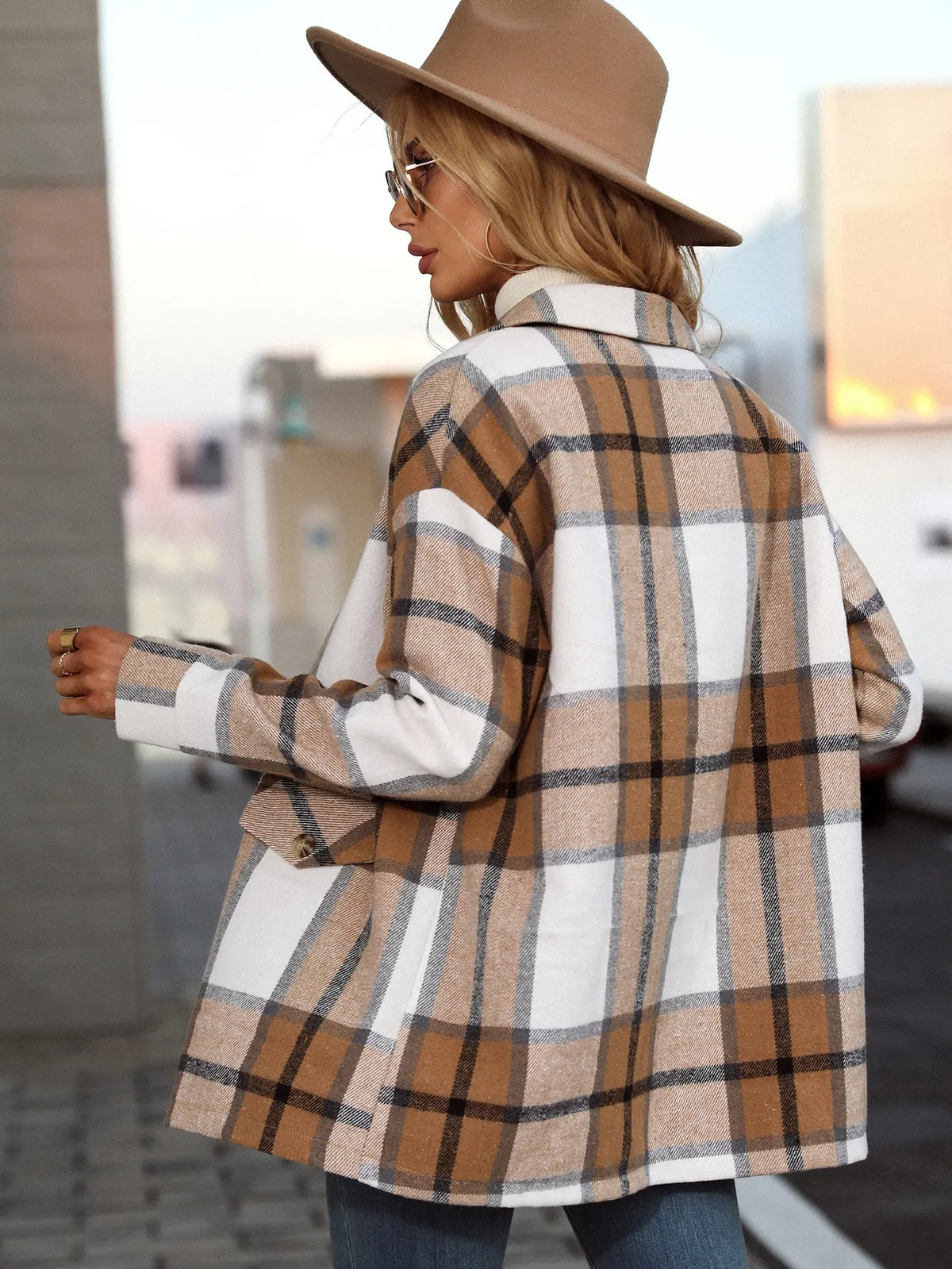 KIANNA - Chaqueta de punto a cuadros elegante y a la moda para mujeres