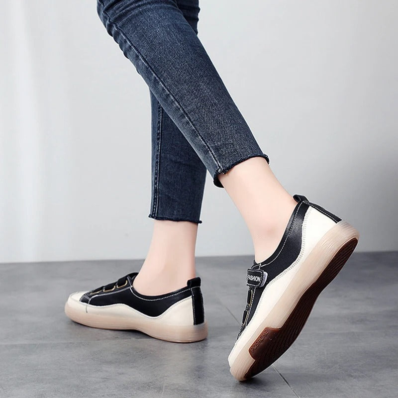 Zapatillas con bandas elásticas y punta en contraste para mujer – VIRELIA