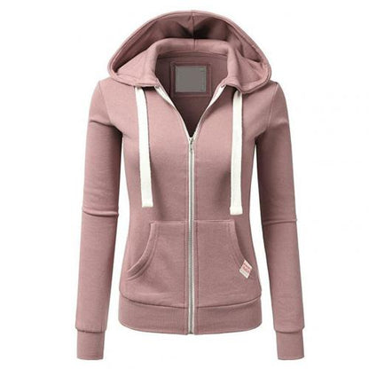 Sudadera de invierno con cremallera y estampado de cuadros para mujer – ANDREA