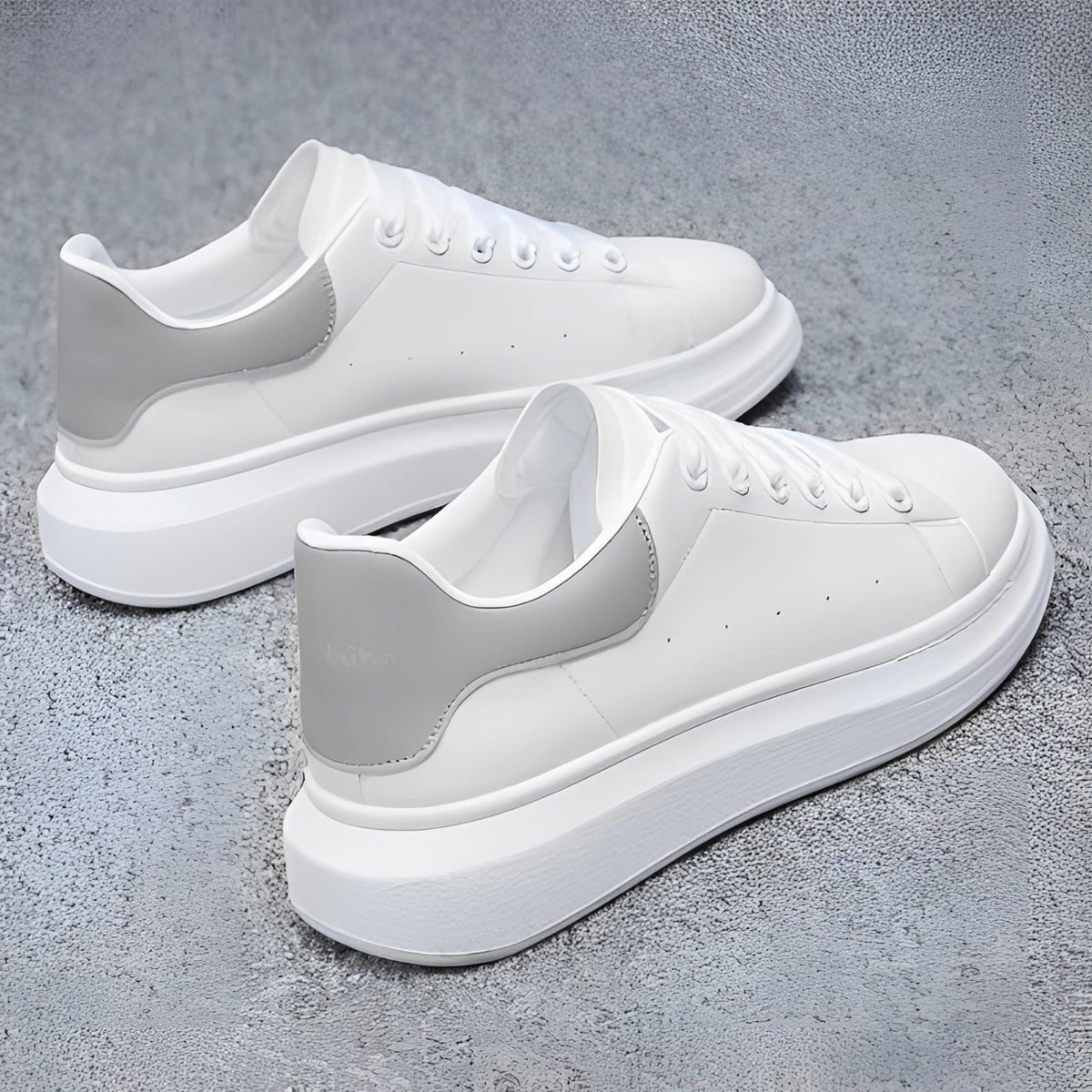 VELMARK – Zapatillas blancas de hombre en piel con suela de plataforma