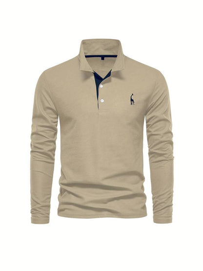 HUGGO - Polo de manga larga con detalles en contraste para hombre
