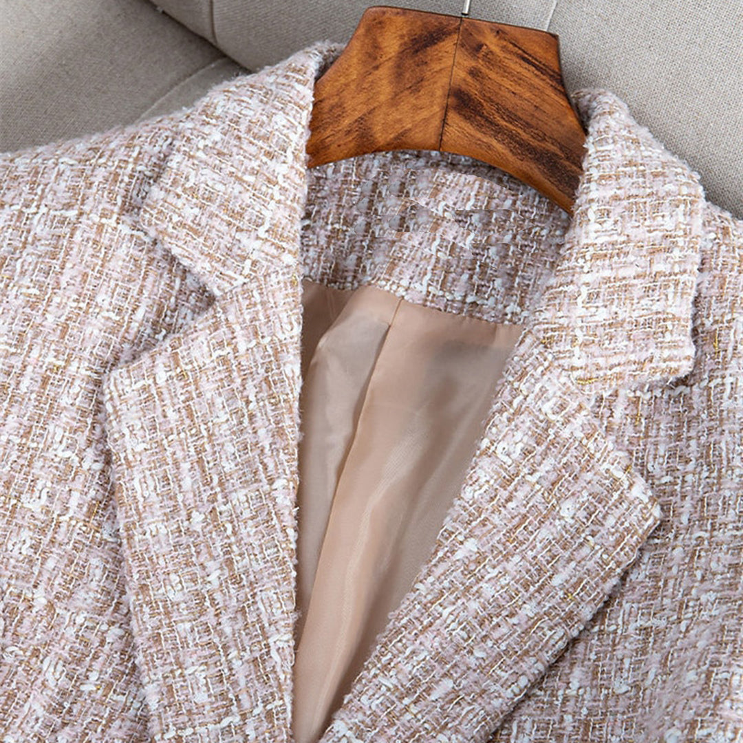 LIVIA - Blazer entallado de cuadros con encaje para mujer