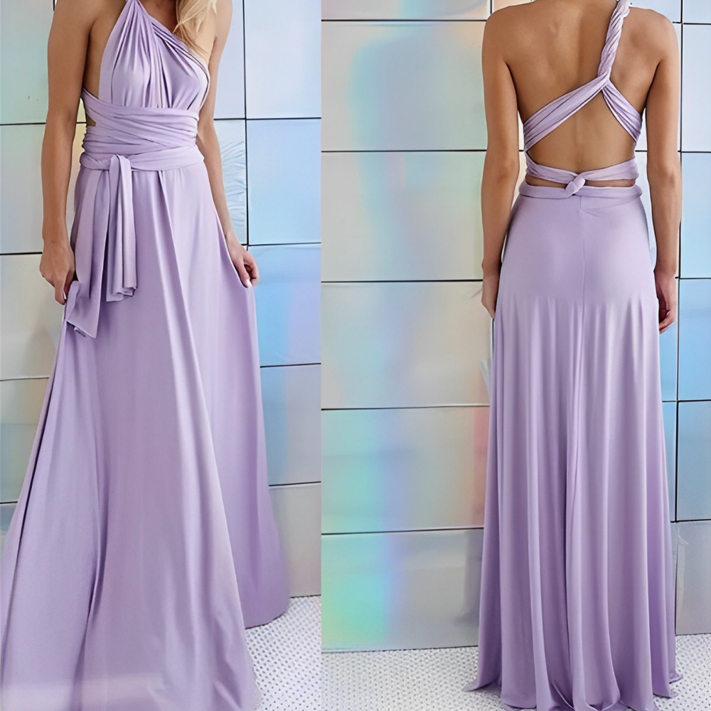 Vestido largo cruzado con espalda descubierta para mujer – AUREA