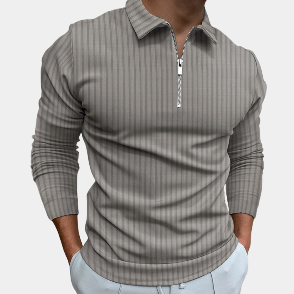 JANIK - Polo de manga larga con rayas para hombre