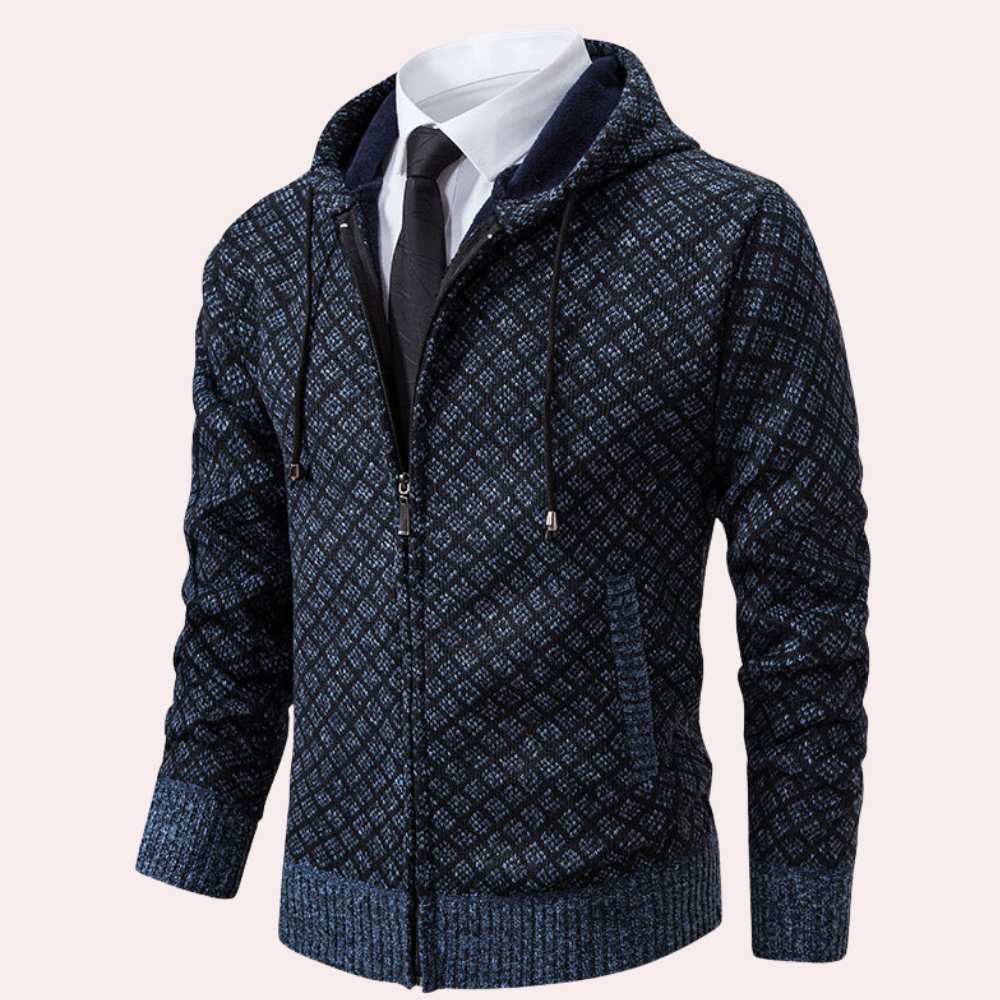 IZAN - Cárdigan de punto para hombre con capucha