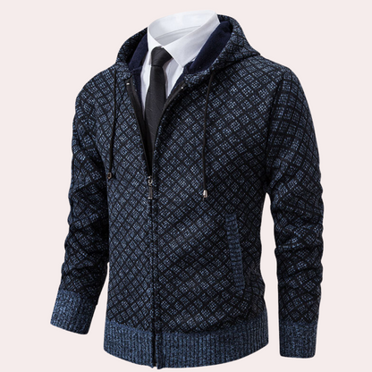 IZAN - Cárdigan de punto para hombre con capucha