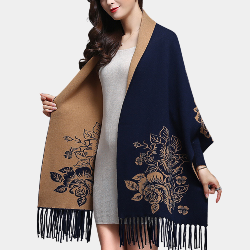 ELVA - Cárdigan largo y suelto para mujer con flecos decorativos