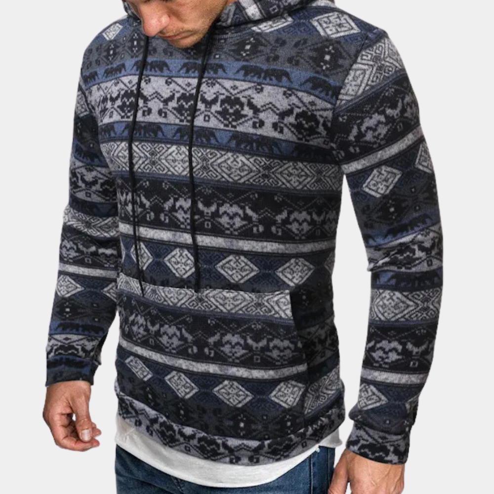 ÁLVARO - Sudadera con capucha y estampado geométrico para hombre