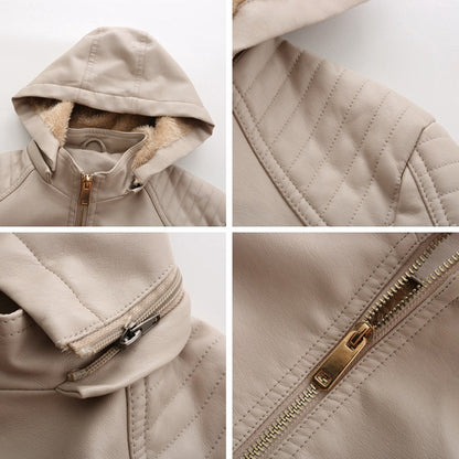 INAYA – Chaqueta de cuero versátil con múltiples opciones para mujer