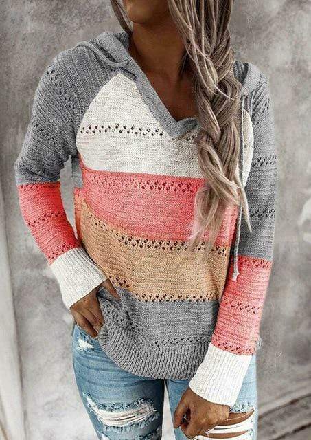 Jersey de mujer a rayas con cuello en pico – VERENIA