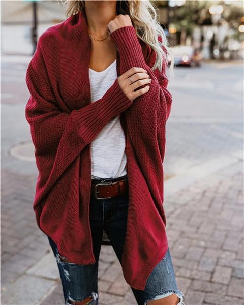 Chaqueta abierta de punto para mujer con manga larga – ELIANA