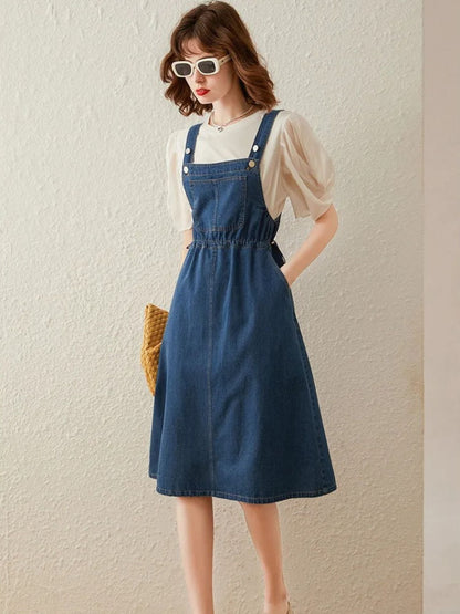Vestido sin mangas con tirantes rectos y corte A – LEIRE