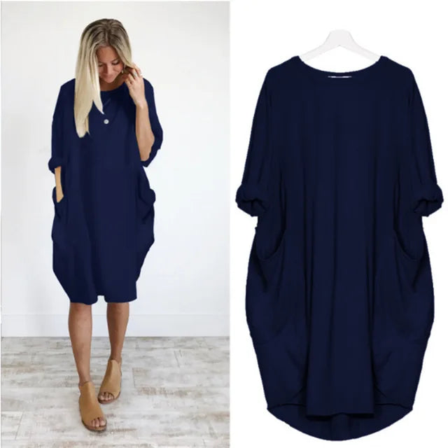 Vestido corto oversize con caída ligera y estilo relajado – NAYLA