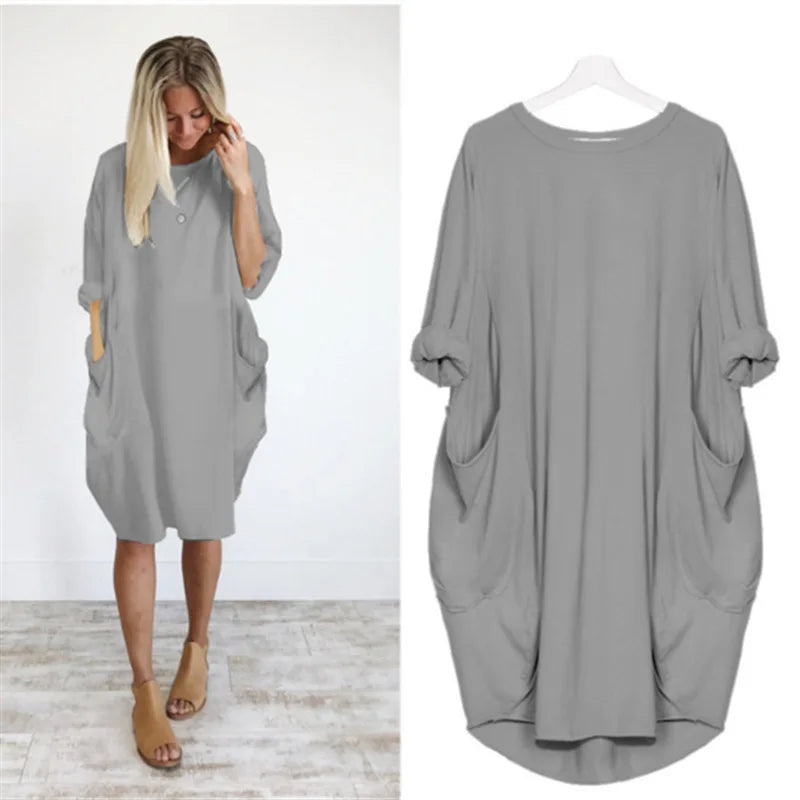Vestido corto oversize con caída ligera y estilo relajado – NAYLA