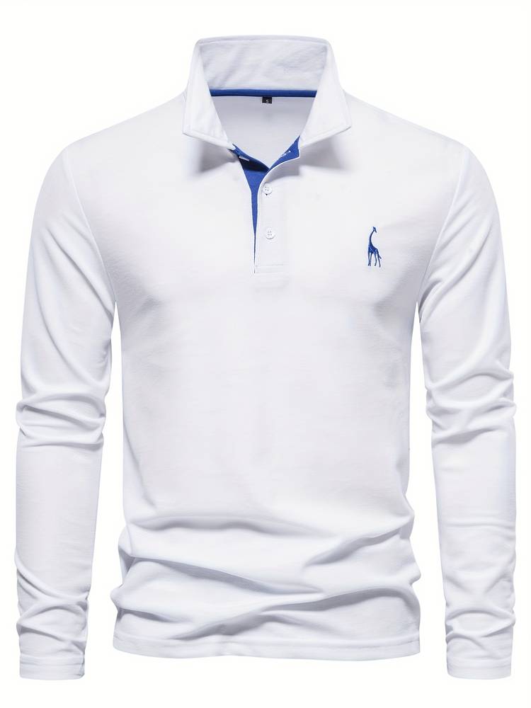 HUGGO - Polo de manga larga con detalles en contraste para hombre