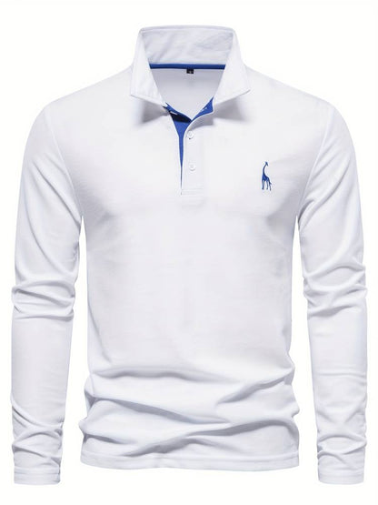 HUGGO - Polo de manga larga con detalles en contraste para hombre